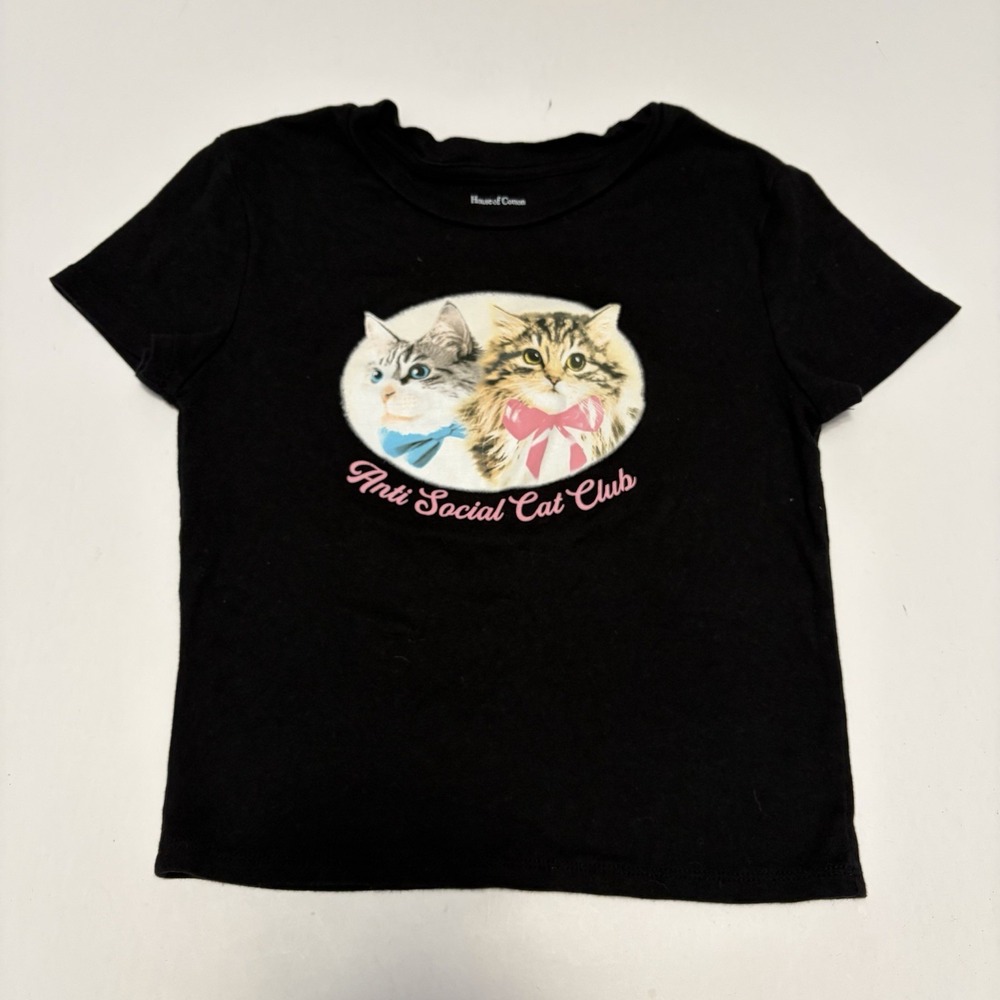 Anti Social Cat Club Baby Tee S Y2K Coquette 100% Cotton